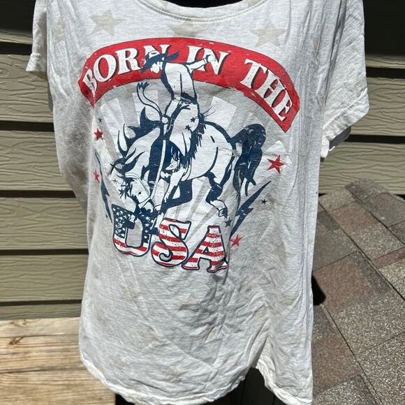BORN IN THE USA women’s XL T-SHIRT, short sleeve gray - Picture 4 of 6